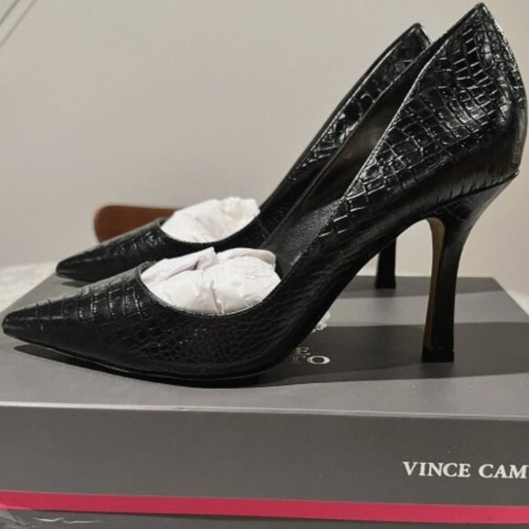 Vince Camuto Avaden Black Crocodile Pumps, 7 - Picture 9 of 12